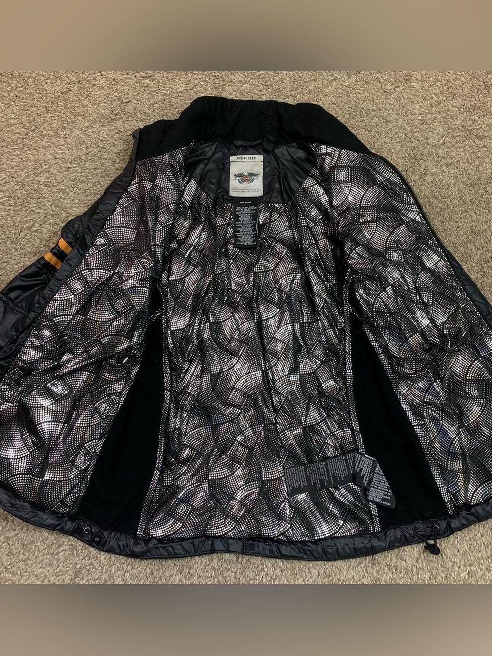 Harley Davidson Womens XS Black Quilted Puffer Jacket Logo Insulated Riding Gear - Picture 6 of 11